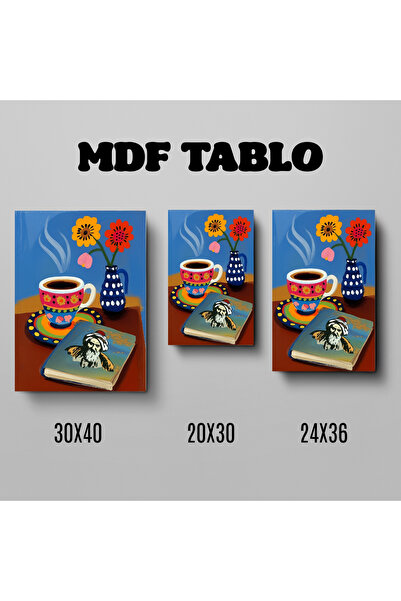 ZERYA Melayê Cizirî Tablou decorativ de perete din lemn MDF cu design floral,...