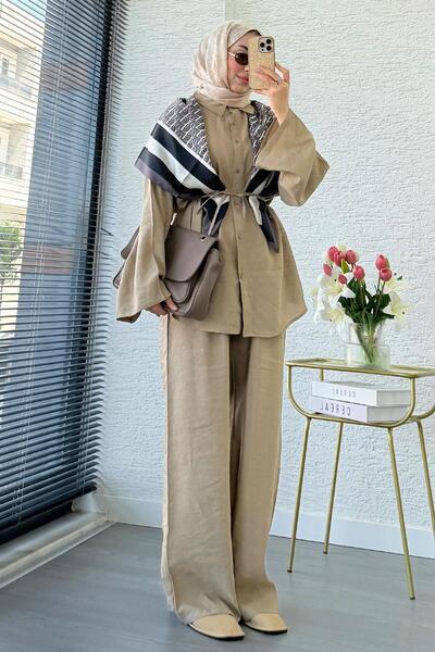 MELEK ARAZ Premium Oversize Basic Modal Γυναικείο Σετ Δύο Τεμαχίων - Βιζόν