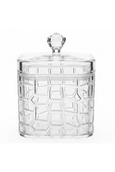 AKDC Square Diamond Cut Acrylic Storage Jar with Lid for Kitchen Counter Stor...