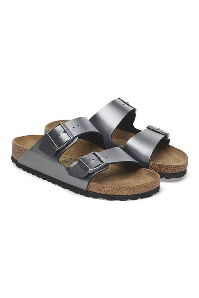Birkenstock ARIZONA BS ΜΕΤΑΛΛΙΚΟ ΜΑΥΡΟ ΓΥΝΑΙΚΕΙΑ ΠΑΝΤΟΦΛΕΣ ΜΕ ΔΙΠΛΗ ΤΑΙΝΙΑ 10...
