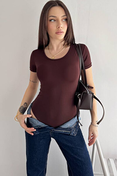 Tarz Cool Basic Body Γυναικείο κοντομάνικο βαμβακερό ελαστικό κορμάκι