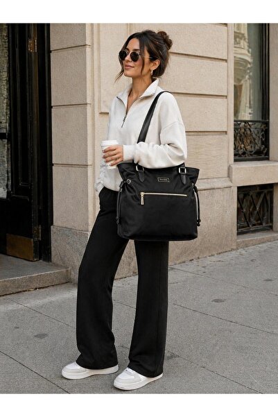 Pierre Cardin Μαύρη σατέν γυναικεία τσάντα ώμου-05PO26Y4500-ST S