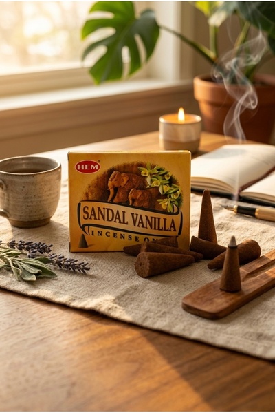memyap Sandal Vanilya Kokulu Koni Tütsü – 10 Adet Aromatik Tütsü -Sanda Vanil...