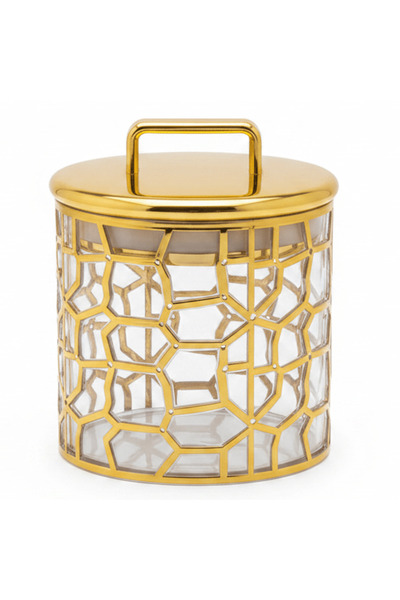 AKDC Small Gold Design Acrylic Storage Canister with Lid for Kitchen Counter ...