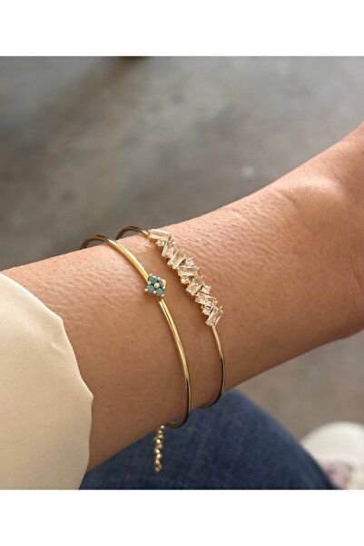 Bade Jewelry سوار تشوكر أنيق بتصميم كامل مكون من قطعتين بتفاصيل حجرية وزرقاء ...