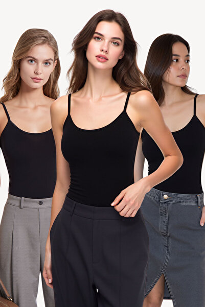Pearlune Women's 3-Piece Cotton & Modal Thin Strap Standard Length Undershirt...