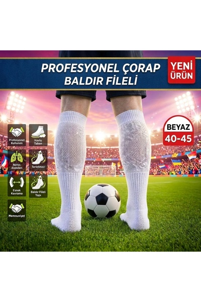 BS BEYAZ SHOES Baldır Fileli Professional Competition 40-45 Standard Κάλτσες ...