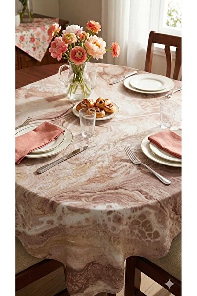 ÇEÇEN HOME Πλαστικό τετράγωνο τραπεζομάντιλο με σχέδιο λουλουδιών 140x180 PVC...