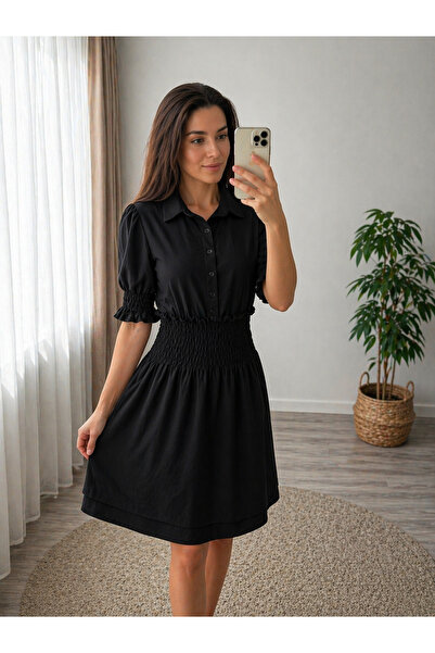 ihaoo Rochie cu maneci 3 sfert roz pudra