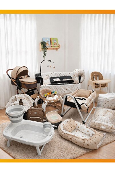 modabebekler 32 Parça Bebek Çeyiz Seti – Bebek Arabası, Mama Sandalyesi, Hama...