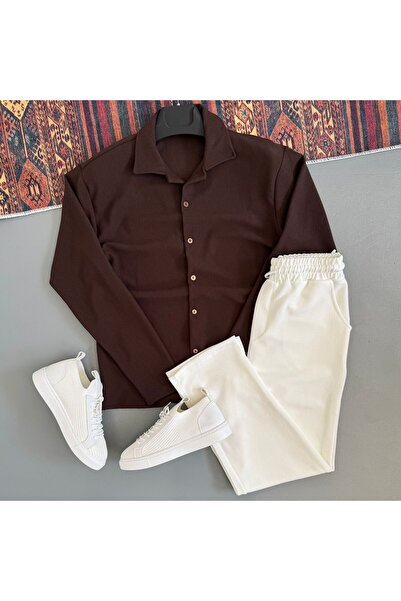 WENMİNG Men's Crepe Fabric Summer Shirt and Pants Set