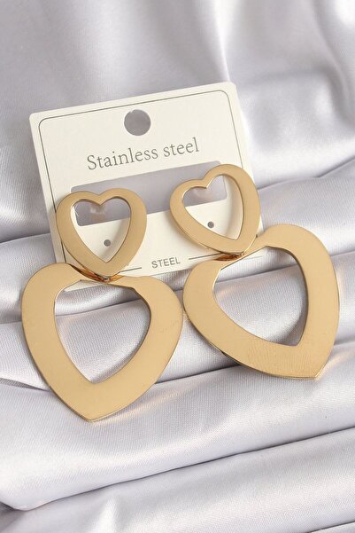 norsary 316L Steel Gold Color Heart Model Women's Earrings
