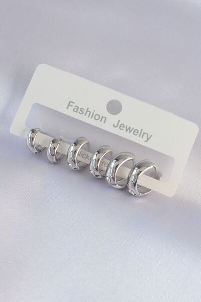 norsary Brass Silver Color Oval Curved Earrings Set