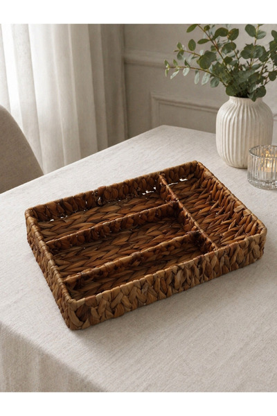 RUBİ PORSELEN Ψάθινη θήκη για κουτάλια με 4 θήκες - Ψάθινος οργανωτής κατάλλη...