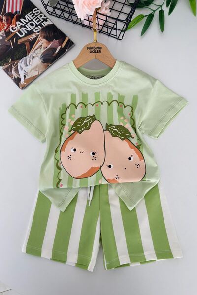 Minigimin Cicileri Komplet dječjih šortsa za unisex sa šarama i printom krušk...