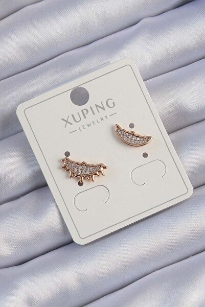 norsary Xuping Rose Color Zircon Cubic Zirconia Moon and Sun Design Earrings