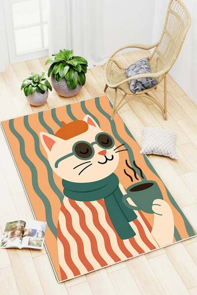 Pinterest Cat Printed Anti-Slip Washable Living Room Kitchen Balcony Rug Runner