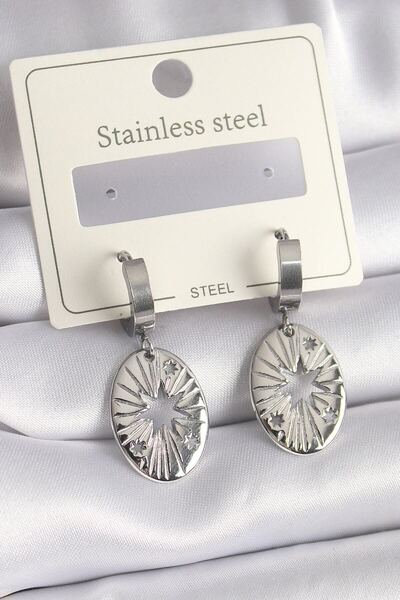 norsary 316l steel silver color pole star processing women's earrings