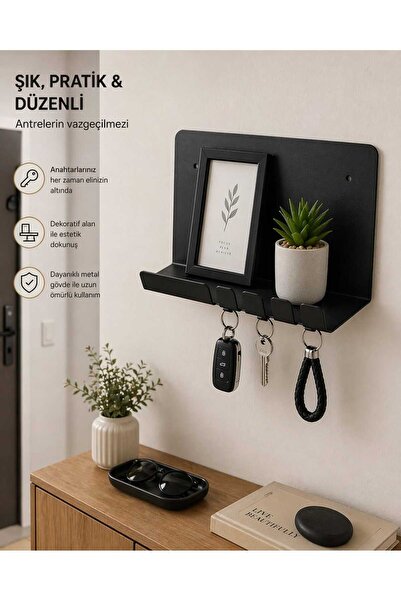 TUKAHOME&DESİNG Dekoratif Metal Anahtarlık, Duvar Tipi Anahtarlık Rafı