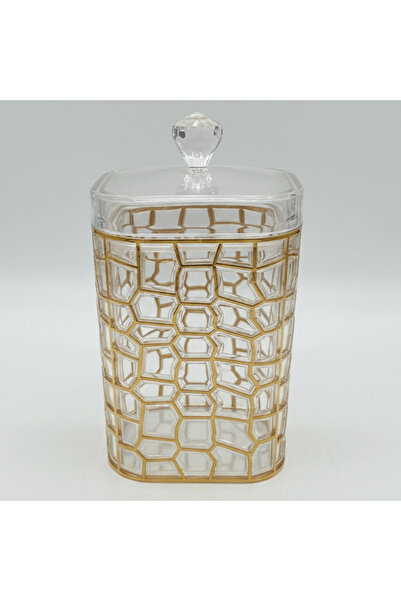 AKDC Gold Acrylic Storage Canister with Lid for Pantry Organization 17 × 12 cm