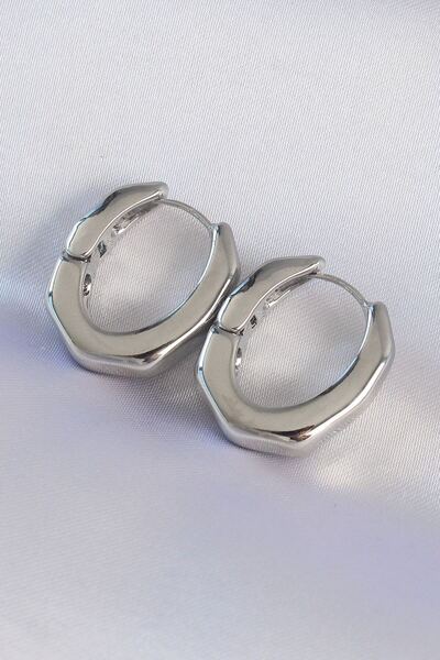 norsary Brass Silver Color Thick Bone Model Earrings