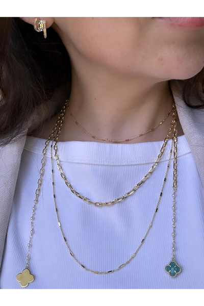 Bade Jewelry Fully Design 2’li Kolye Kombini (90 cm ince zincir&Dolama Model ...
