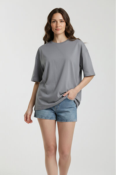 INFLUYENTE Γυναικείο μπλουζάκι από χτενισμένο βαμβακερό ύφασμα, με λαιμόκοψη ...