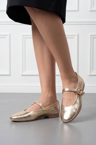 NAVİSHOES Gold Women's Buckle Elastic Easy-To-Wear Summer Shiny Dowry Bundle Babet B71Snav