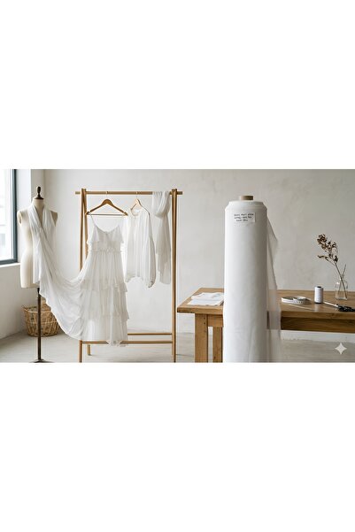 ŞALSERA Beyaz Multi Şifon Kumaş, Çok Amaçlı Dikimler İçin Tasarımcılara ( 150...