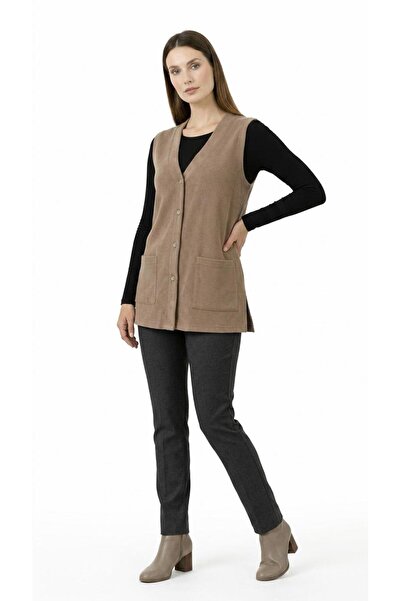 Kuraff Giyim Women's Mother's Thin Combed Cotton Seasonal Short Vest with Poc...