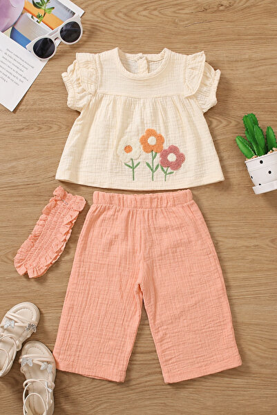 Krazber Girl's Embroidered Blouse and Shorts Set Cotton Summer Comfortable Ca...