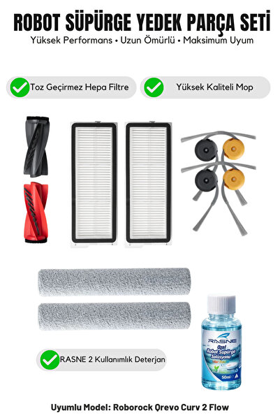 Asgard Grup Roborock Qrevo Curv 2 Flow Συμβατό με 1 κύρια βούρτσα, 2 πλευρικέ...