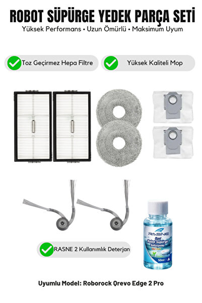 Asgard Grup Roborock Qrevo Edge 2 Pro Συμβατό με 2 πλαϊνές βούρτσες 2 φίλτρα ...