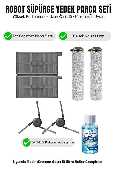 Asgard Grup Dreame Aqua10 Ultra Roller متوافق تمامًا مع فرشاتين جانبيتين وفلت...
