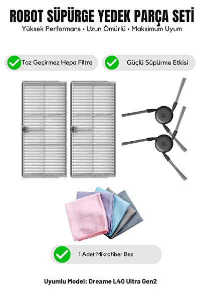 Asgard Grup Dreame L40 Ultra Gen2 Συμβατό με 2 πλευρικές βούρτσες, 2 φίλτρα κ...