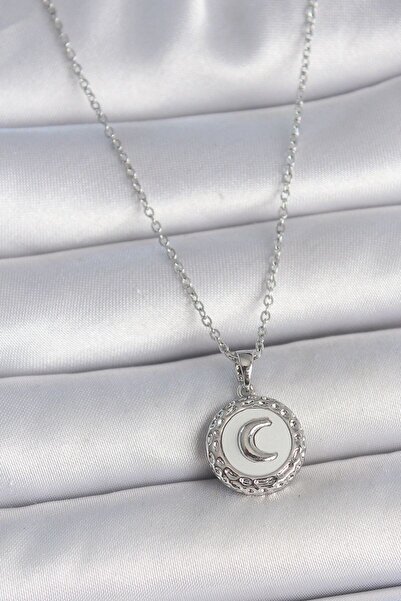 norsary 316L Steel Silver Color Chain White Enamel Crescent Embroidered Medal...