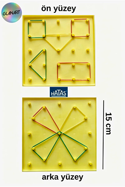 Glanart matematik dersi için geometri tahtası çift yüzey hatas 15x15 cm 1 adet