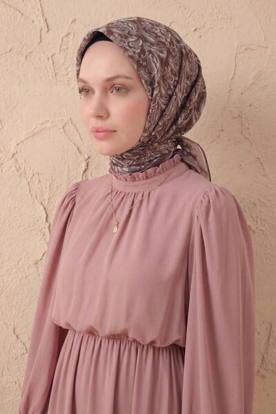 Silk Home Μαλακό Κασκόλ Σάλι Μοτίβο Καφέ 90x90