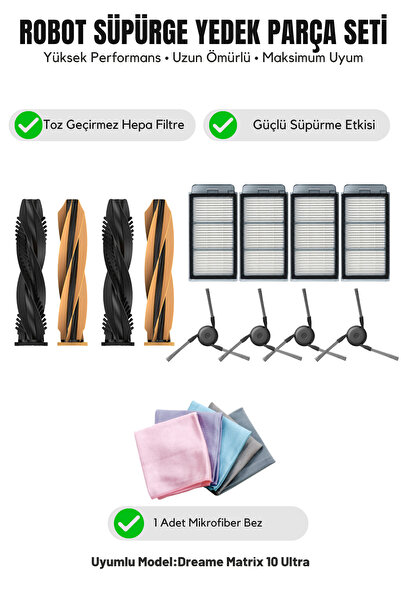 Asgard Grup Dreame Matrix 10 Ultra Compatible 2 Main Brushes 4 Side Brushes 4...