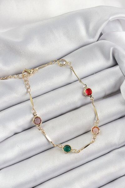 norsary Brass Assorti Model Gold Color Zircon Stone Women's Bracelet