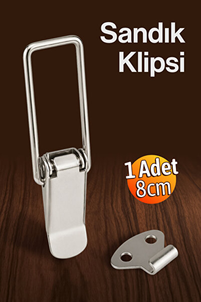 Badem10 Gergi Mandalı Çelik Sandık Kaput Kilidi Klipsi Asmalı 8cm Parlak Krom...