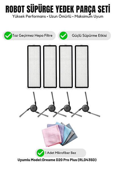 Asgard Grup Dreame D20 Pro Plus (RLD43SD) Συμβατό με 4 πλευρικές βούρτσες, 4 ...