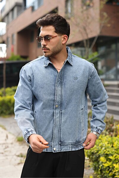 LTC Jeans Ανδρικό τζιν μπουφάν με κανονικό φερμουάρ και κουμπώματα, Ice Blue ...