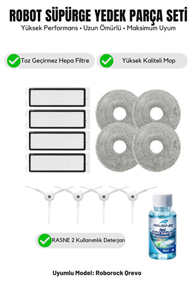 Asgard Grup Roborock Qrevo kompatibilno 4 bele bočne četke 4 filtera 4 krpe 1...
