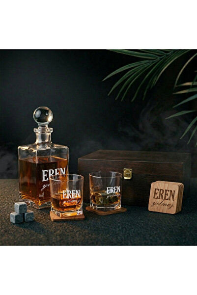 TRENDSHOPİC Personalized Whiskey Glasses - Whiskey Glass Set with Wooden Box