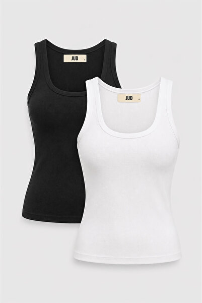 JUD Cuello 82004-1 Γυναικείο Αθλητικό Μπλουζάκι με Λαιμόκοψη U, Σετ 2 τεμαχίω...