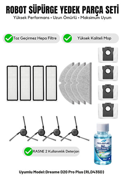 Asgard Grup Dreame D20 Pro Plus (RLD43SD) Compatibil cu 4 perii laterale 4 fi...