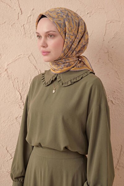 Silk Home Μαλακό Κασκόλ Σάλι με Μοτίβο Σκούρο Γκρι 90x90