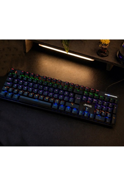 jedel Blue Switch Tam Mekanik Antighosting Rgb Efekli Işıklı Oyuncu Klavye Q Türkçe Klavye
