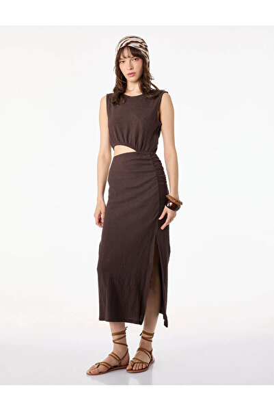 Koton Γυναικείο Φόρεμα Midi Slip Καφέ 6SAL80007IK
